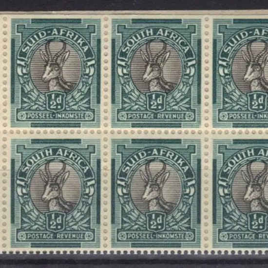 South Africa 1937/40 ½d grey & green booklet pane ...