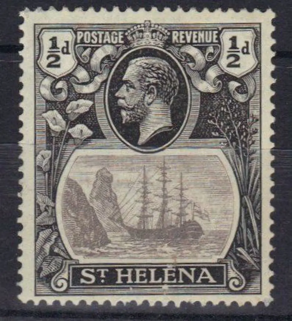 St Helena 1923 ½d grey & black with "torn flag" ... Image 1++