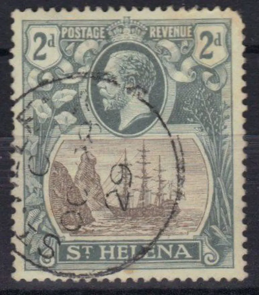 St Helena 1923 2d grey & slate used with "broken ... Image 1++