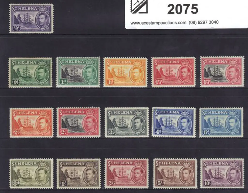 St Helena 1938/44 KGVI defins to 10/- but no 3d ... Image 1++
