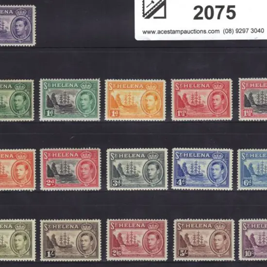 St Helena 1938/44 KGVI defins to 10/- but no 3d ...