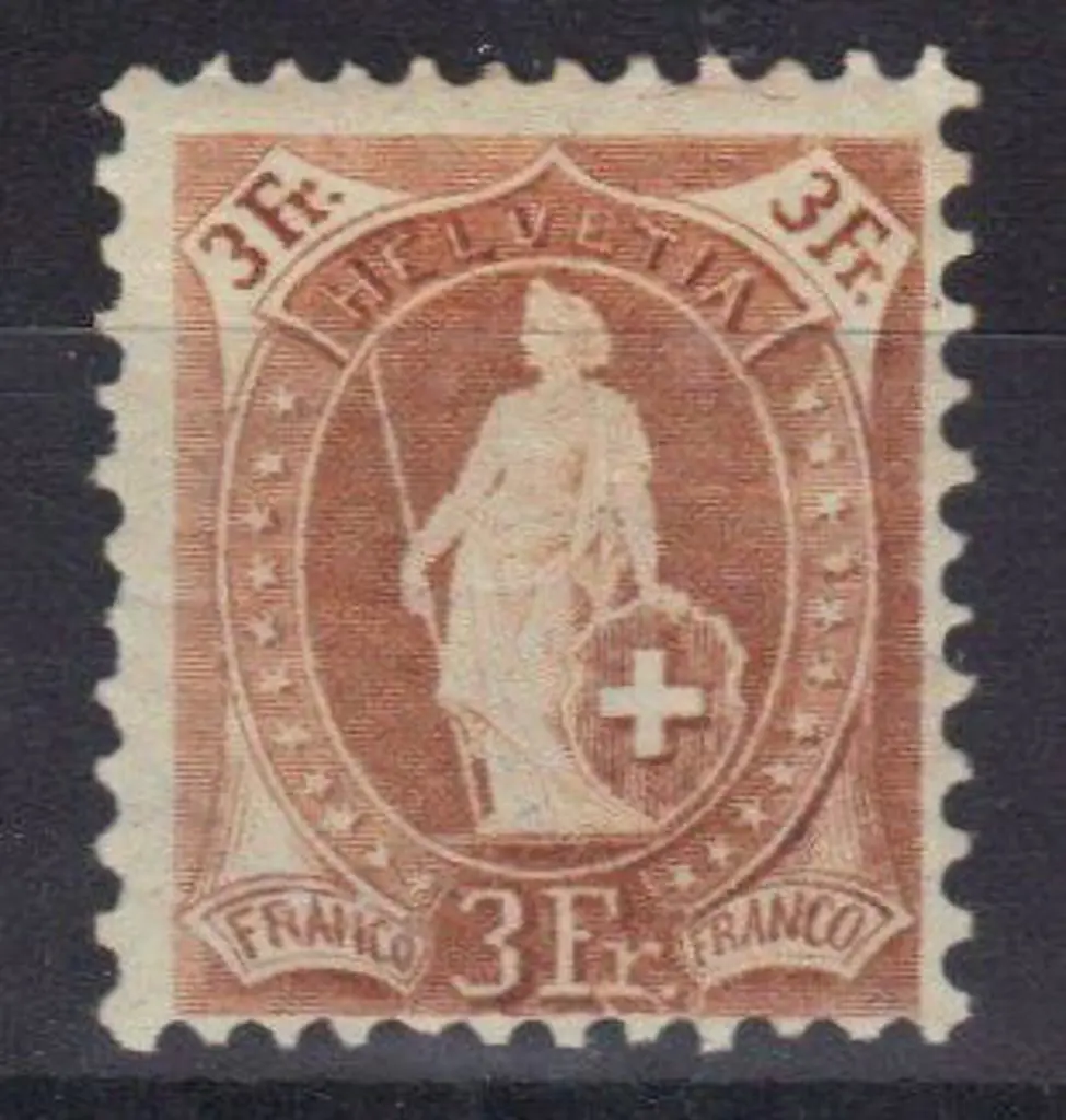 Switzerland 1905 3F standing Helvetia with Greek ... Image 1++