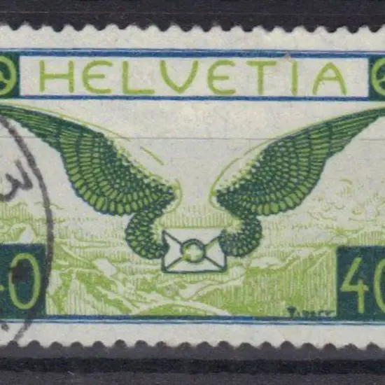 Switzerland 1923 40 blue & apple green on smooth ...