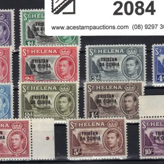 Tristan da Cunha 1952 KGVI set of 12 ovpts on St ...