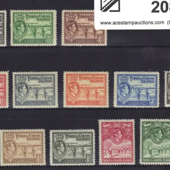 Turks & Caicos Island 1938/45 KGVI set of 14 to ...