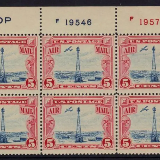 USA 1928 5c Air Beacon Airmail MUH block of 6 with ...