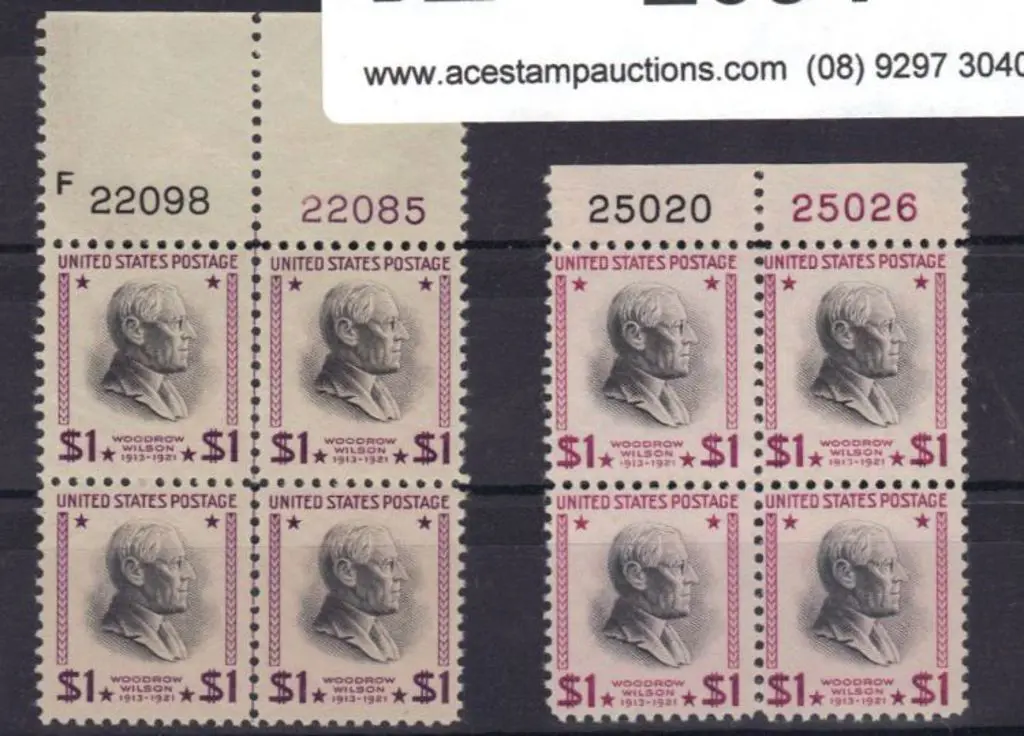 USA 1938 $1 Woodrow Wilson sheet no. blocks of 4 ... Image 1++