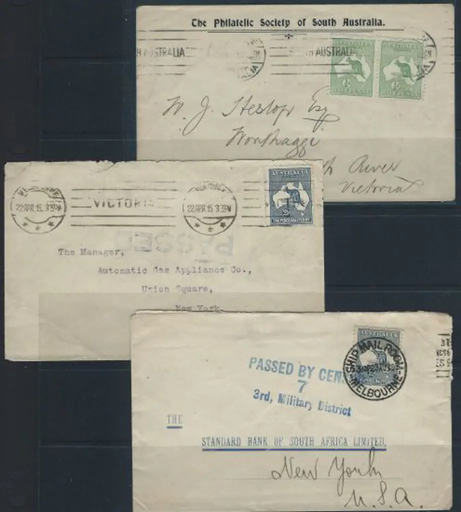 Kangaroos on covers with ½d green pair on ... Image 1++