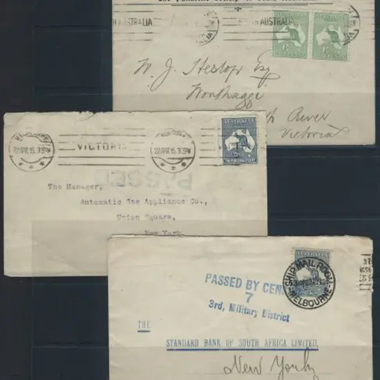Kangaroos on covers with ½d green pair on ...