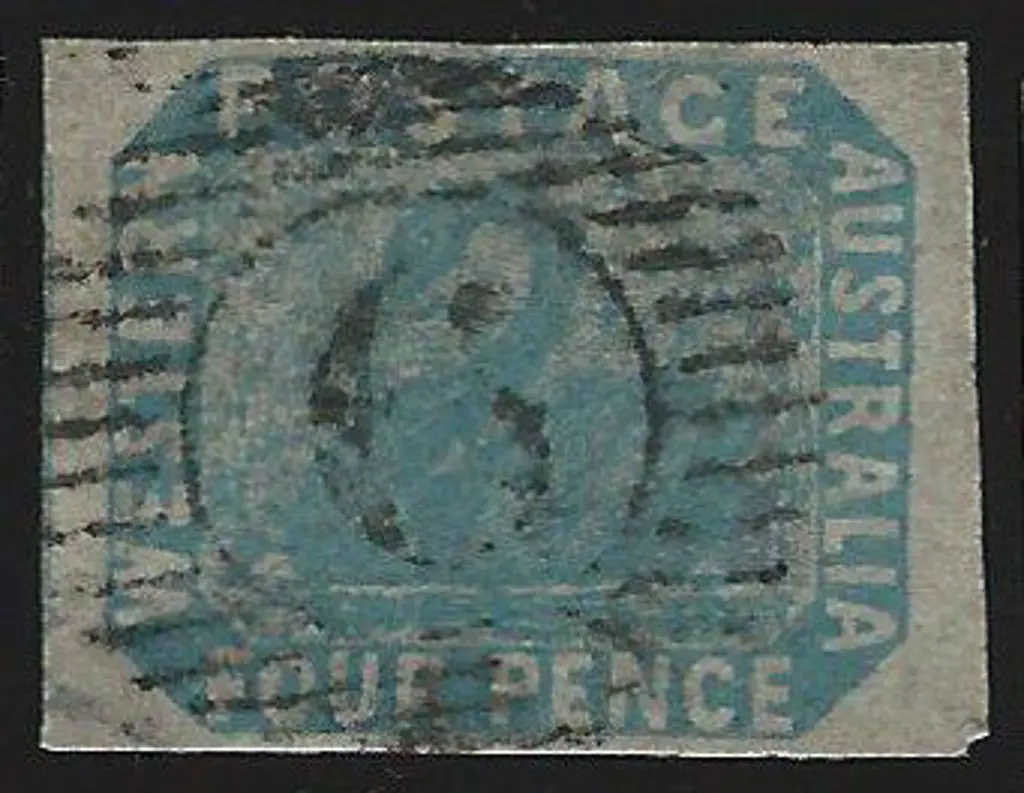 1854 4d blue. F/U with 2 huge margins & 2 close ... Image 1++
