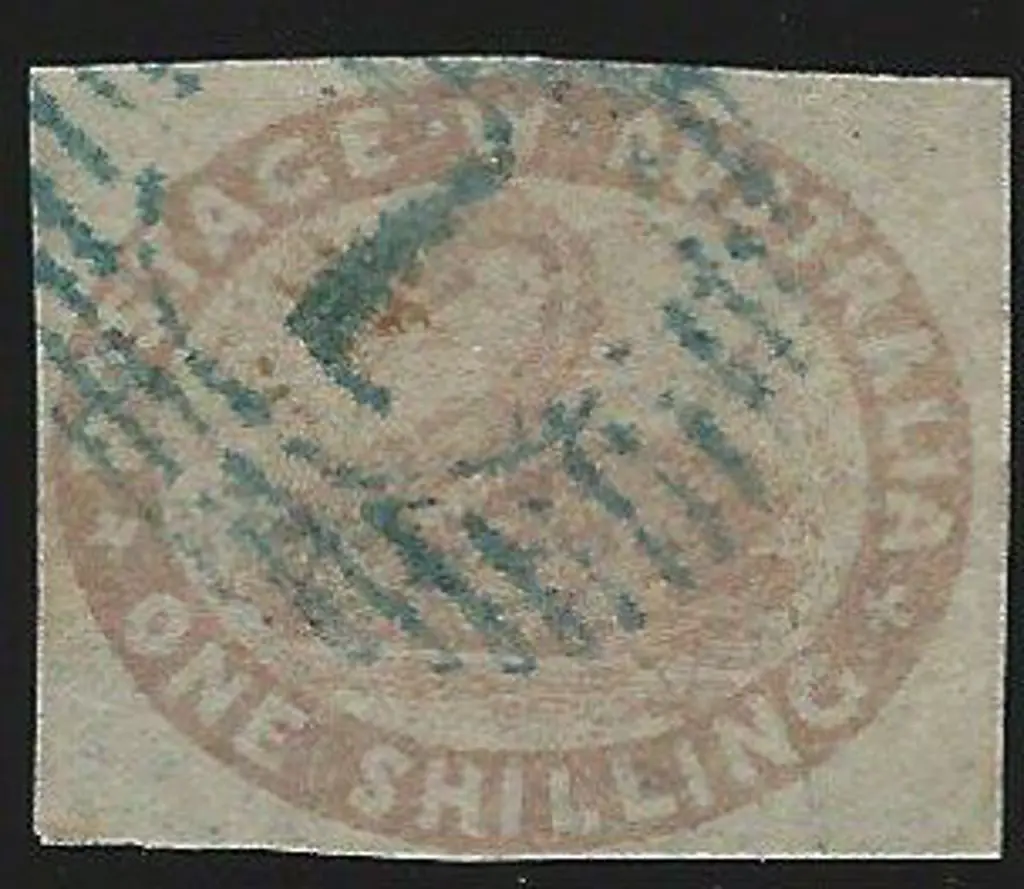 1855 1/- pale brown. F/U with 15 bar 1 of Perth in ... Image 1++