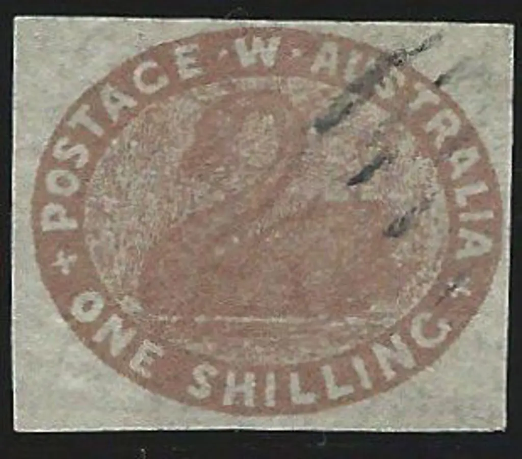 1855 1/- pale brown F/U, cut square example with ... Image 1++