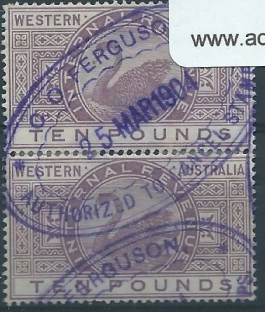 1881 £10 lilac Revenue vertical pair with clear ... Image 1++