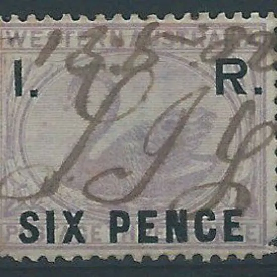 1881 6d on 3d lilac swan, CrCC wmk, with I.R. SIX ...
