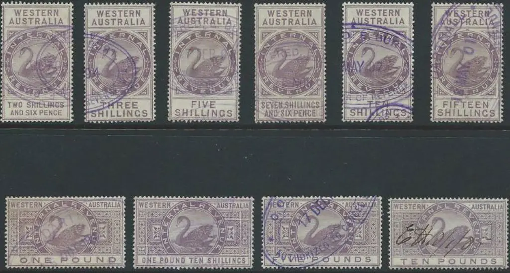 1881 lilac Internal Revenues with 10 vals 2/6d to ... Image 1++