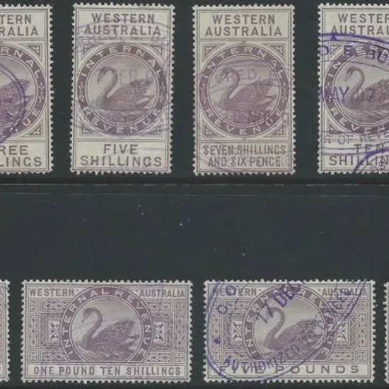 1881 lilac Internal Revenues with 10 vals 2/6d to ...