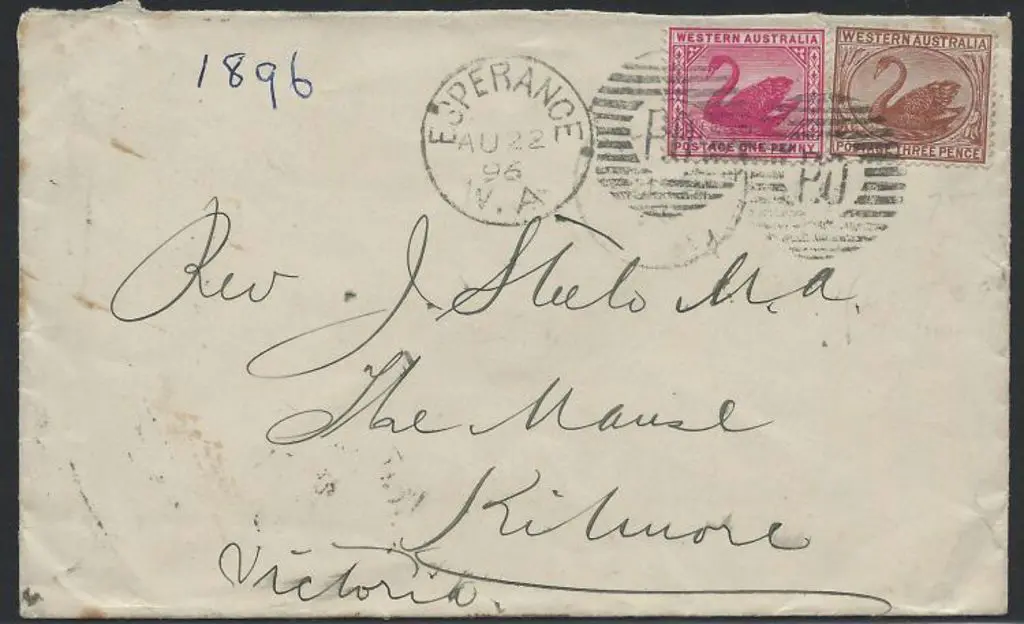 1896 (22nd Aug) Esperance duplex cancel Dx PO ... Image 1++