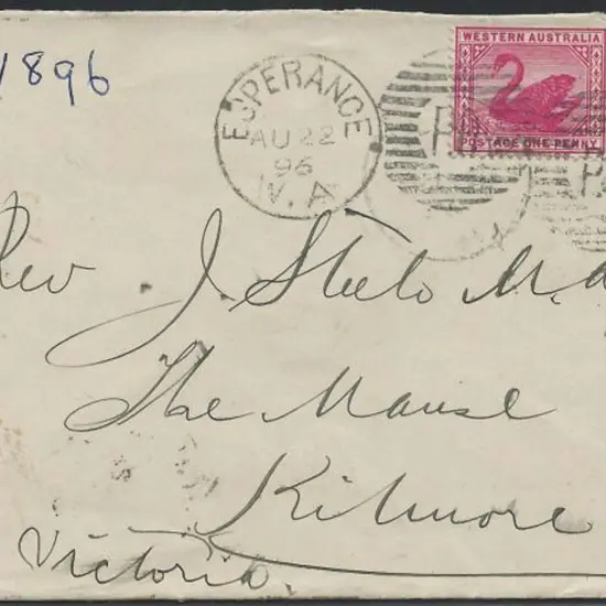 1896 (22nd Aug) Esperance duplex cancel Dx PO ...