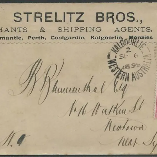1899 (6th Sept) "Strelitz Bros Merchants & ...