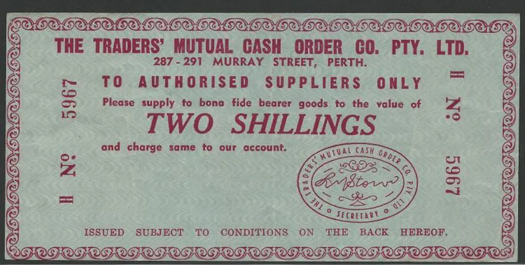 1900/20 Cash Order Coupon for 2/-. Issued by ... Image 1++