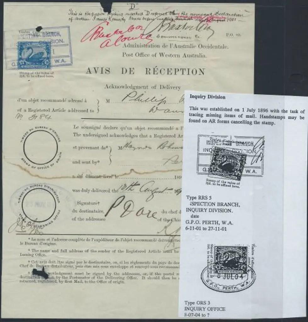 1901-1905 group of 4 "Avis de Reception" stamped ... Image 1++
