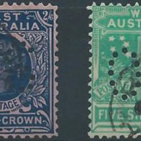 1902 2/- to 10/- QV perfined large OS. Good to F/U ...