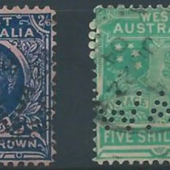 1902 2/- to 10/- QV perfined WA. 2/- WA vertical ...