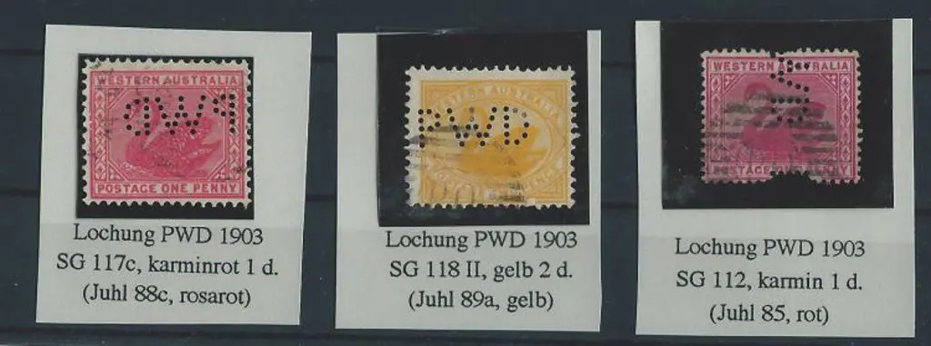 1902/04 1d carmine & 2d yellow swans, V/crown wmk ... Image 1++