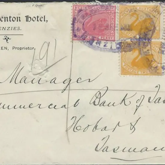 1904 (18th Sept) "Lady Shenton Hotel Menzies" ...