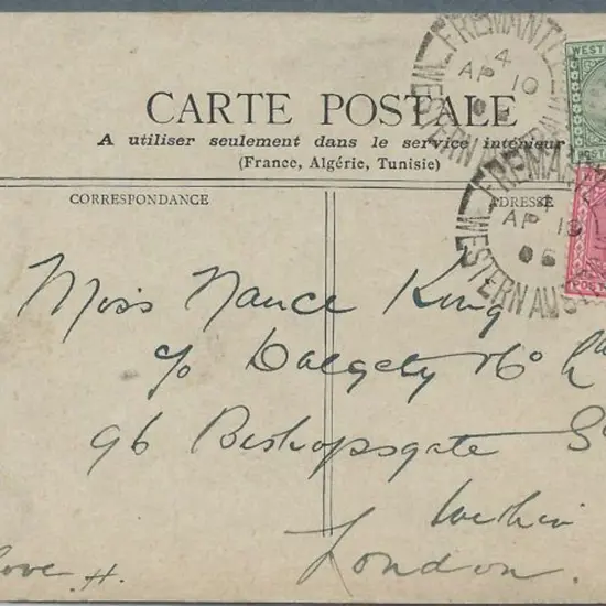 1905 (10th April) B/W Nice postcard with ½d green ...