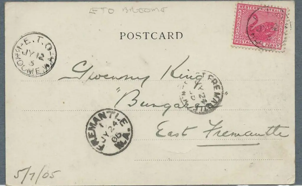 1905 (24th July) B/W postcard of Bombay with ... Image 1++