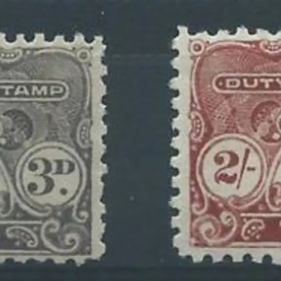 1906 3d grey & 2/- black & brown Revenues. MH with ...