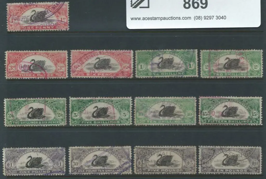 1906 set of bicolour swan revenues set to £10. All ... Image 1++