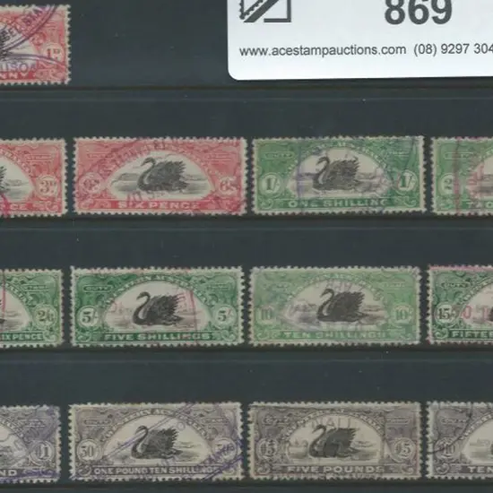 1906 set of bicolour swan revenues set to £10. All ...