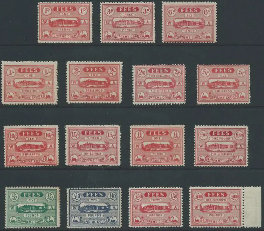 1907/22 Supreme Court Fees simplified set of 15 to ... Image 1++