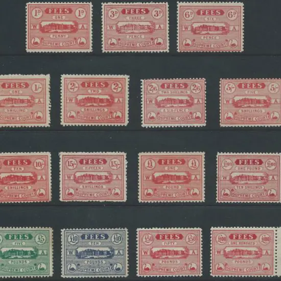 1907/22 Supreme Court Fees simplified set of 15 to ...