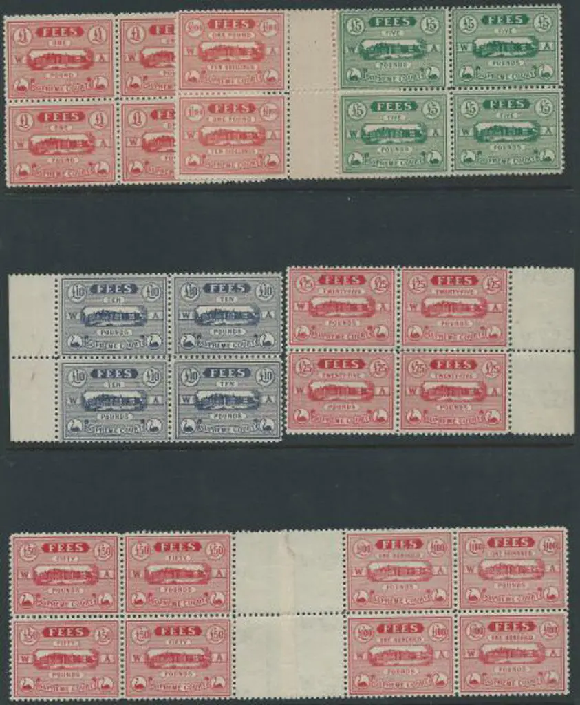 1907/22 Supreme Court Fees simplified set of 16 ... Image 1++