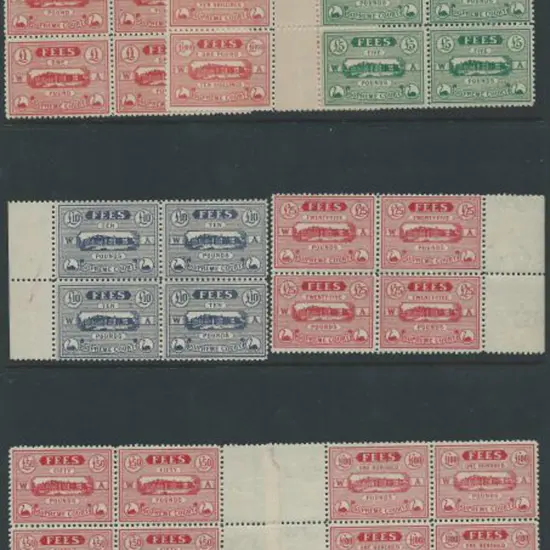 1907/22 Supreme Court Fees simplified set of 16 ...