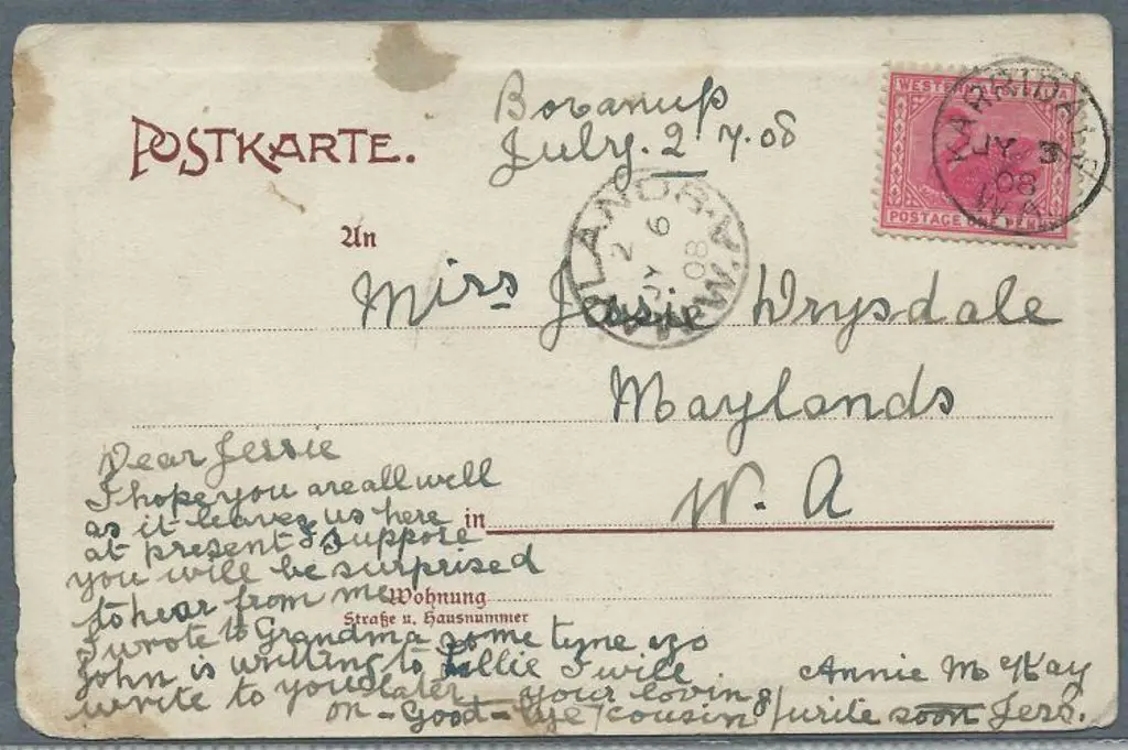 1908 (3rd July) European colour postcard with 1d ... Image 1++