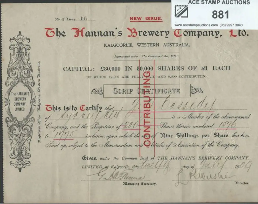 1909 Hannan's Brewery, Kalgoorlie Share ... Image 1++