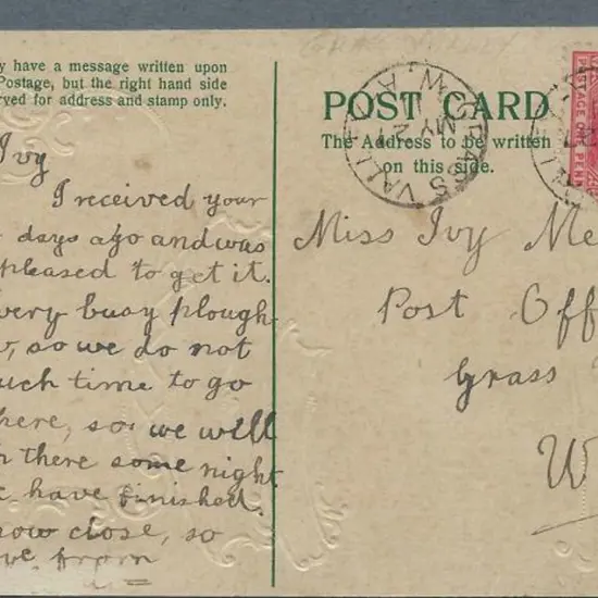 1911 (27th May) "Love's Symbols" Greetings colour ...