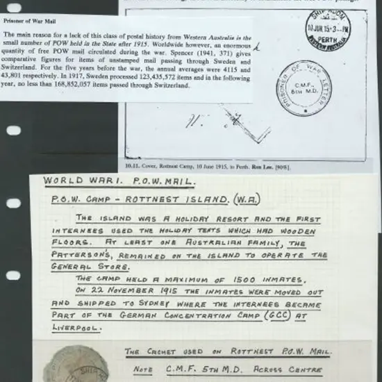 1915 "PRISONER OF WAR LETTER C.M.F.5TH M.D." ...