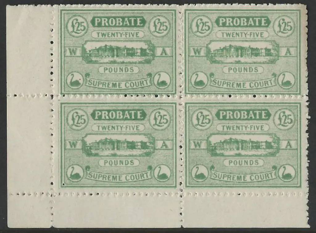 1920 Supreme Court £25 green Probate Fee block of ... Image 1++