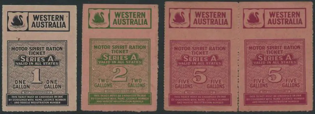 Motor Spirit Ration Tickets. 1g black, 2g green & ... Image 1++
