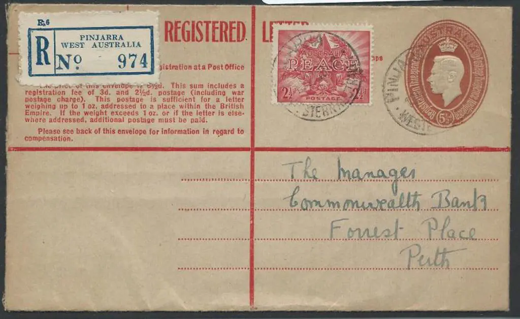 1946 5½d KGVI Registered Letter uprated to 8d in ... Image 1++