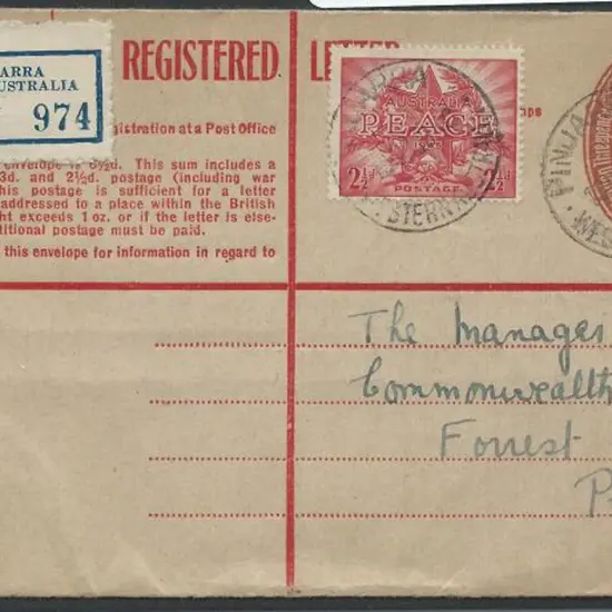 1946 5½d KGVI Registered Letter uprated to 8d in ...
