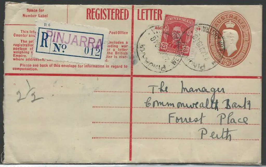 1946 5½d KGVI Registered Letter uprated to 8d in ... Image 1++