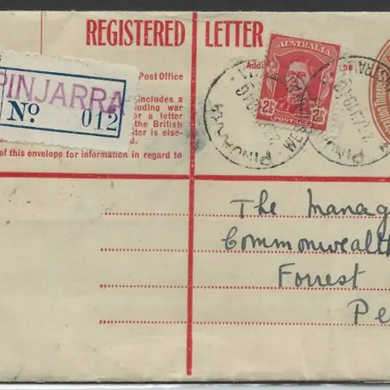 1946 5½d KGVI Registered Letter uprated to 8d in ...