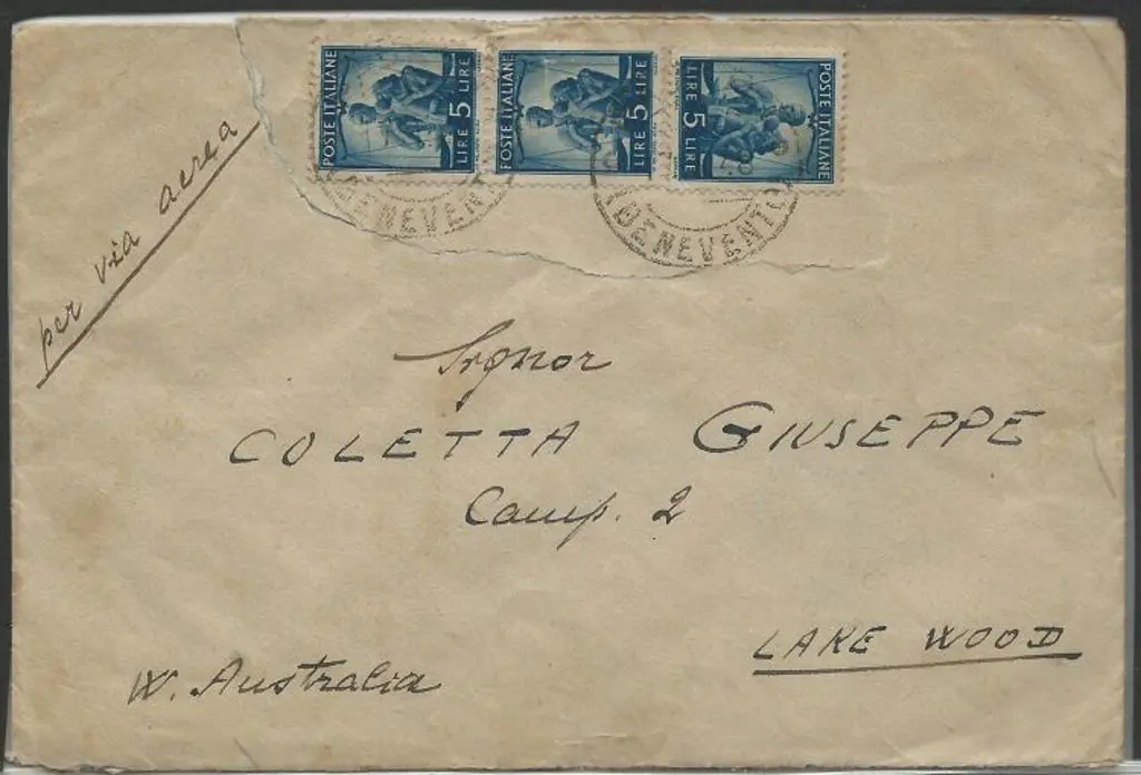 1948 (17th Jan) env from Italy with 33 x 3l blue ... Image 1++
