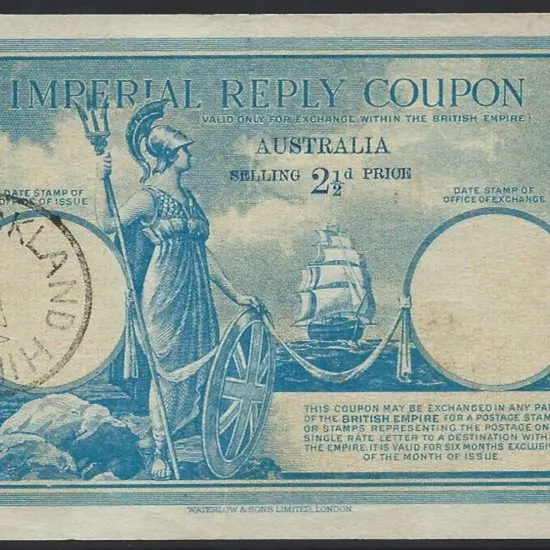 Buckland Hill C30a on 2½d Imperial Reply Coupon ...